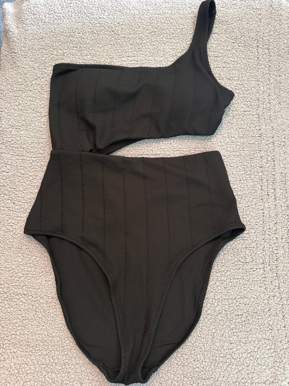 aerie One-Shoulder High-Waist Black One-Piece Swimsuit